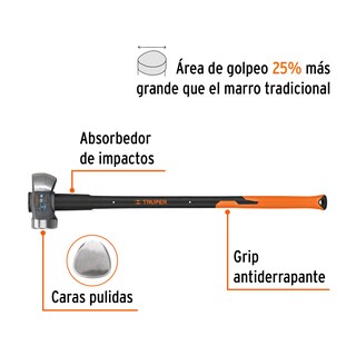 Foto 2 | Marro Demoledor 10 Lb Truper Md10fx Mango Fibra de Vidrio 36 Pul