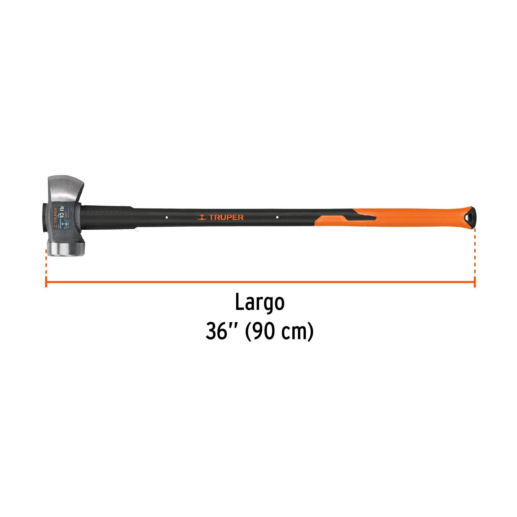 Foto 4 pulgar | Marro Demoledor 10 Lb Truper Md10fx Mango Fibra de Vidrio 36 Pul