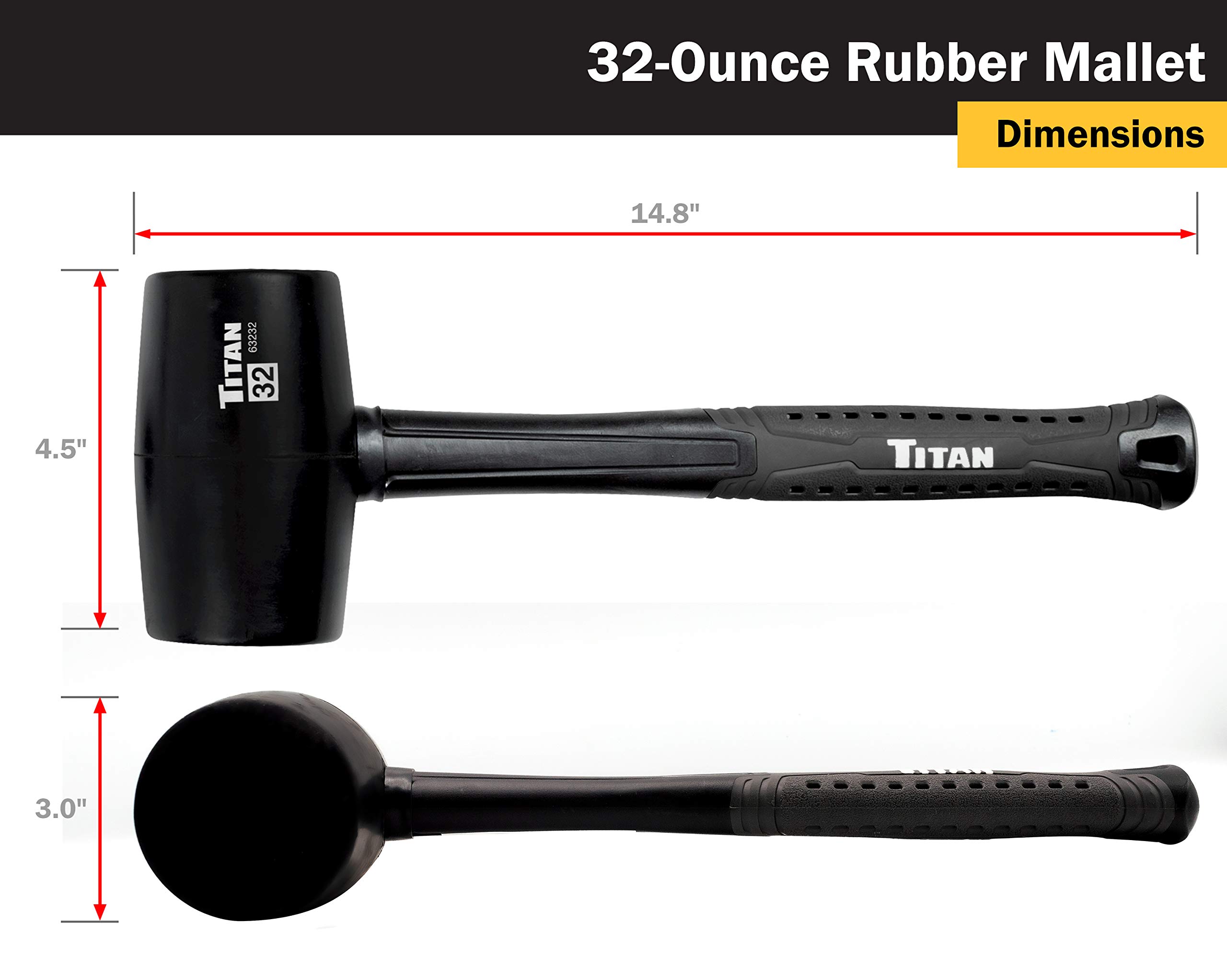 Foto 4 pulgar | Mazo De Goma Titan 63232 946 Ml, Color Negro - Venta Internacional.