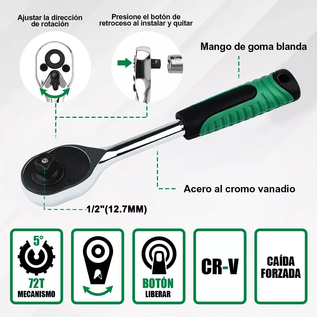 Foto 4 pulgar | Kit de Llaves Vaso 1/2 BELUG color Negro Mecánica con Llave Carraca 14 PZAS