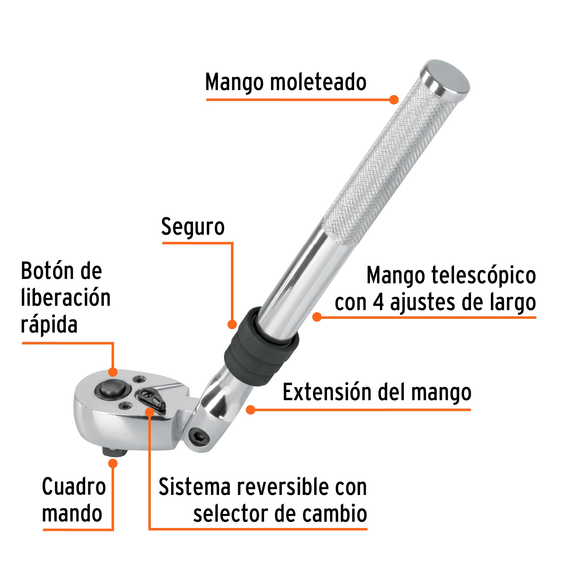 Foto 3 pulgar | Matraca Cuadro 3/8' Truper M-3890 Telescópica de 14' color Plata