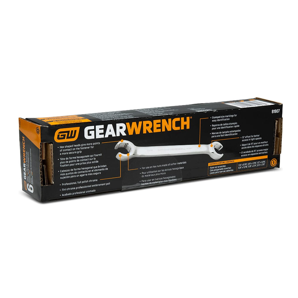 Foto 3 pulgar | Juego De Llaves Sae Para Tuercas Gearwrench 81907 6 Pz