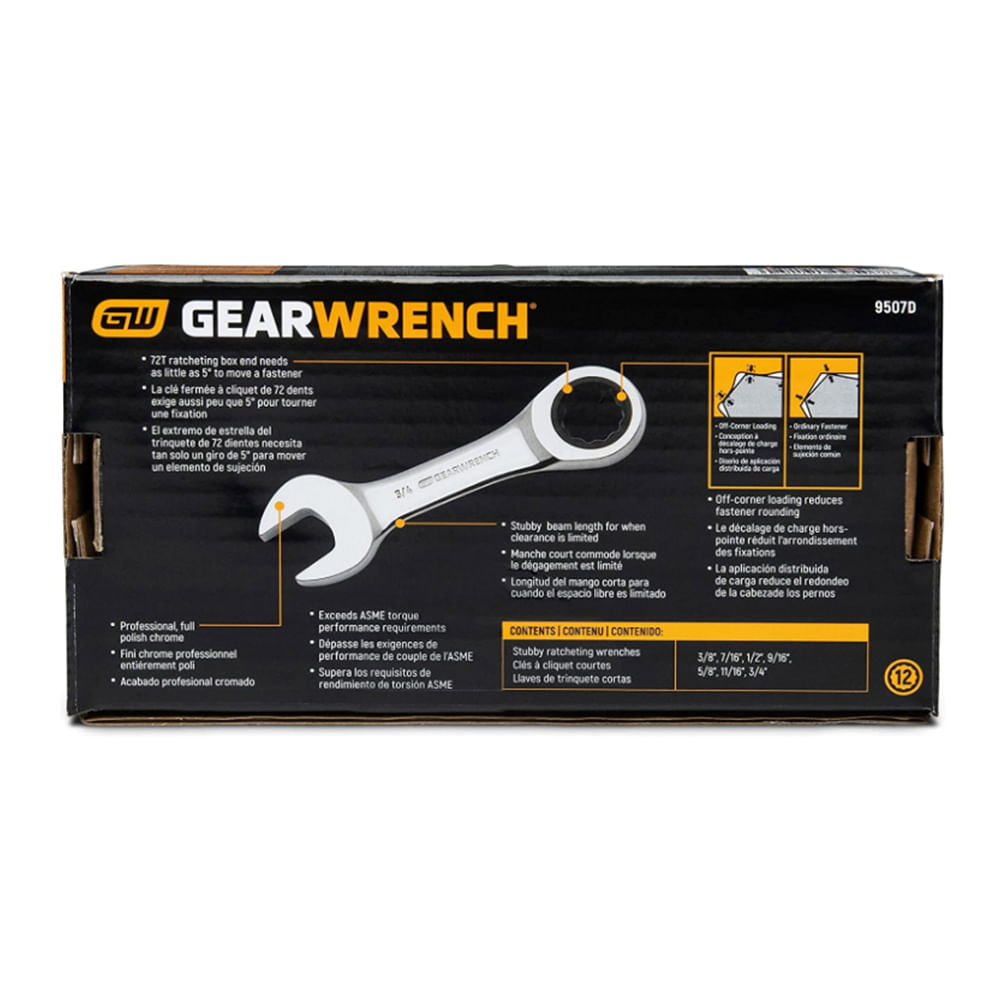 Foto 7 pulgar | Juego de Llaves Combinadas GearWrench 9507D Stubby 7 Piezas