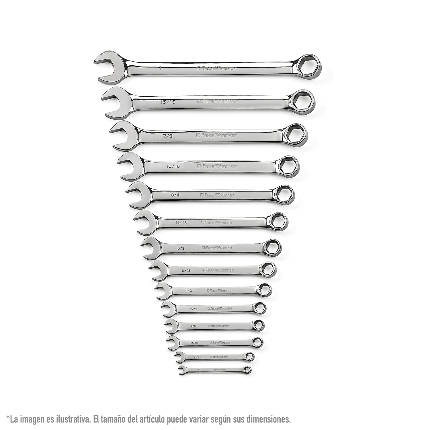 Foto 2 pulgar | Juego Llaves Comb Pulidas Sae 6pt Gearwrench 81924 14 Pz