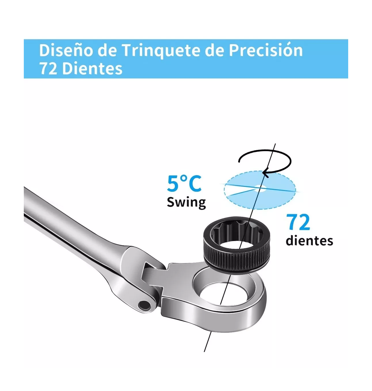 Foto 4 | Llave Inglesa Combinada Tipo Matraca Ajustable Goxawee 12 Piezas, Plata