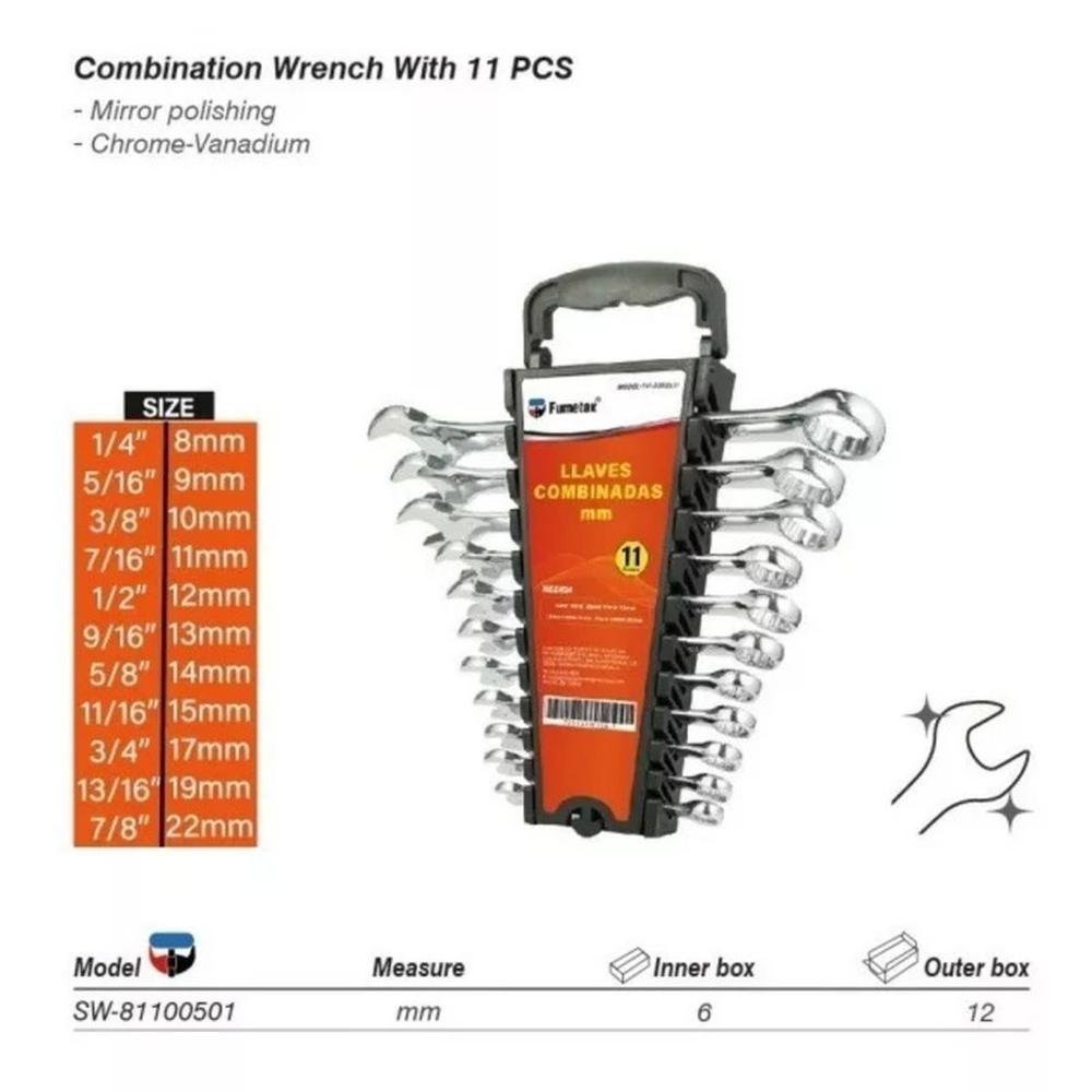 Foto 3 | Juego De 11 Llaves Fumetax Combinadas Con Estuche Sw81100501