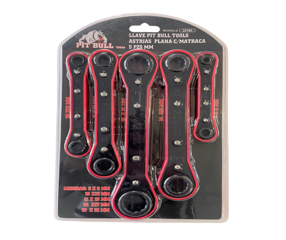 Foto 2 pulgar | Llaves Astrias Planas Con Matraca 5 Piezas Pit Bull Tools