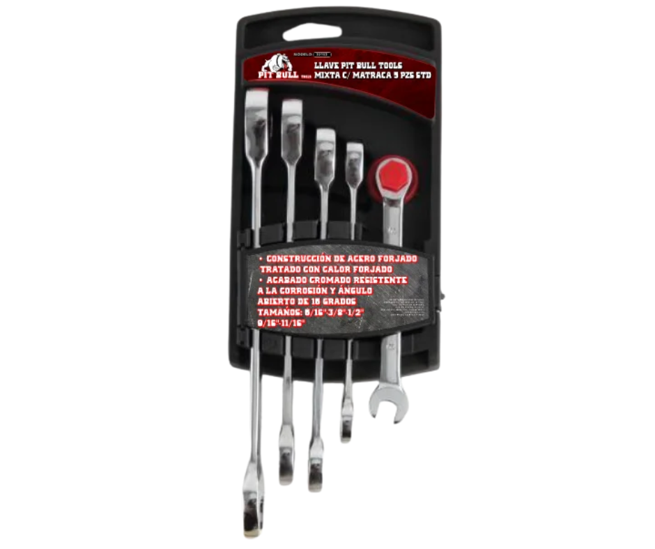 Foto 2 pulgar | Llaves Mixtas Con Matraca 5 Piezas Std Pit Bull Tools