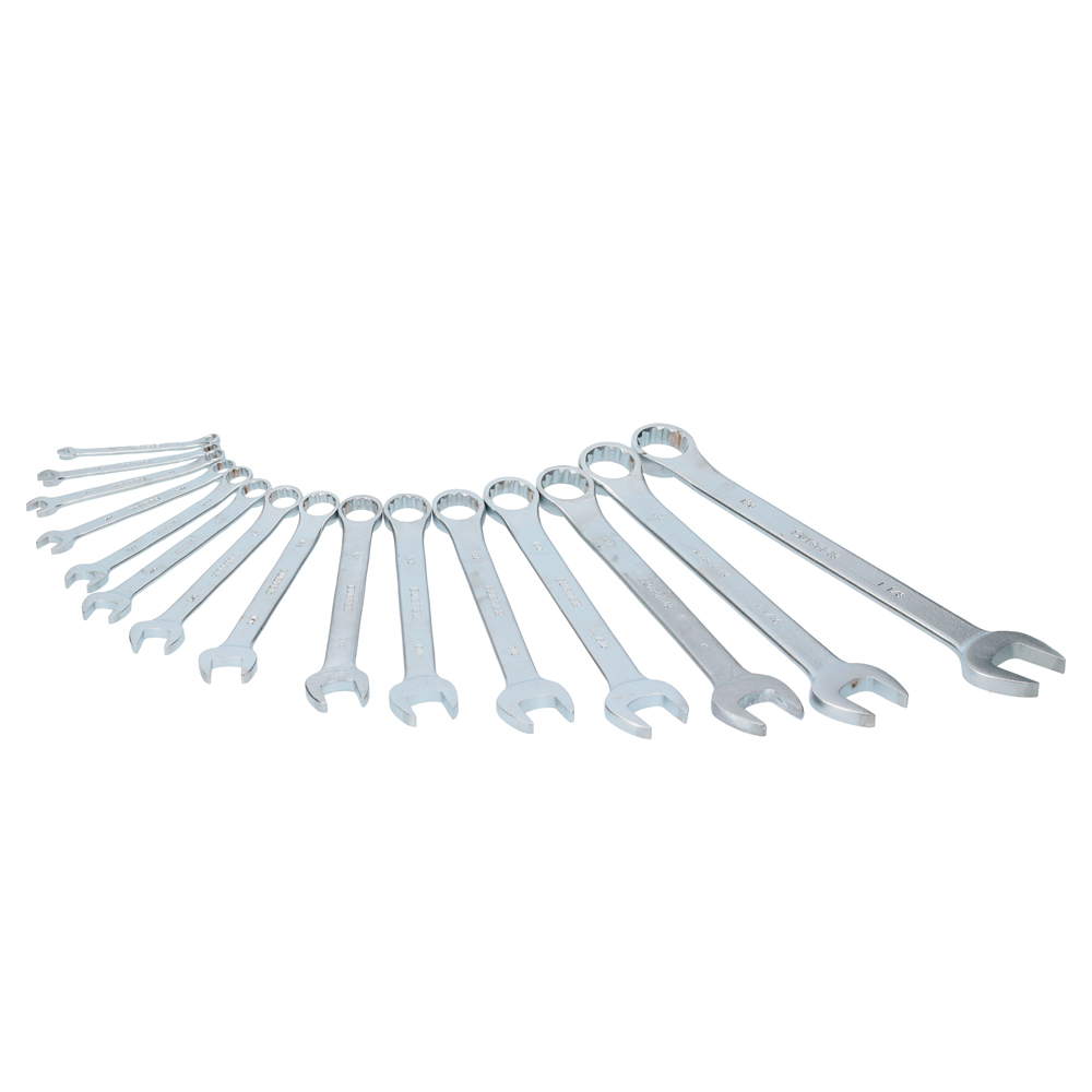Juego De Llaves Combinadas Satinadas En Pulgadas, 12 Puntas, 15 Piezas Surtek