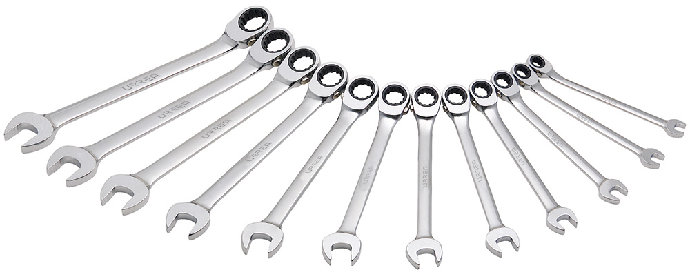 Juego De Llaves Combinadas Pulido Espejo De Matraca Spline Reversible Métricas, 12 Piezas Urrea