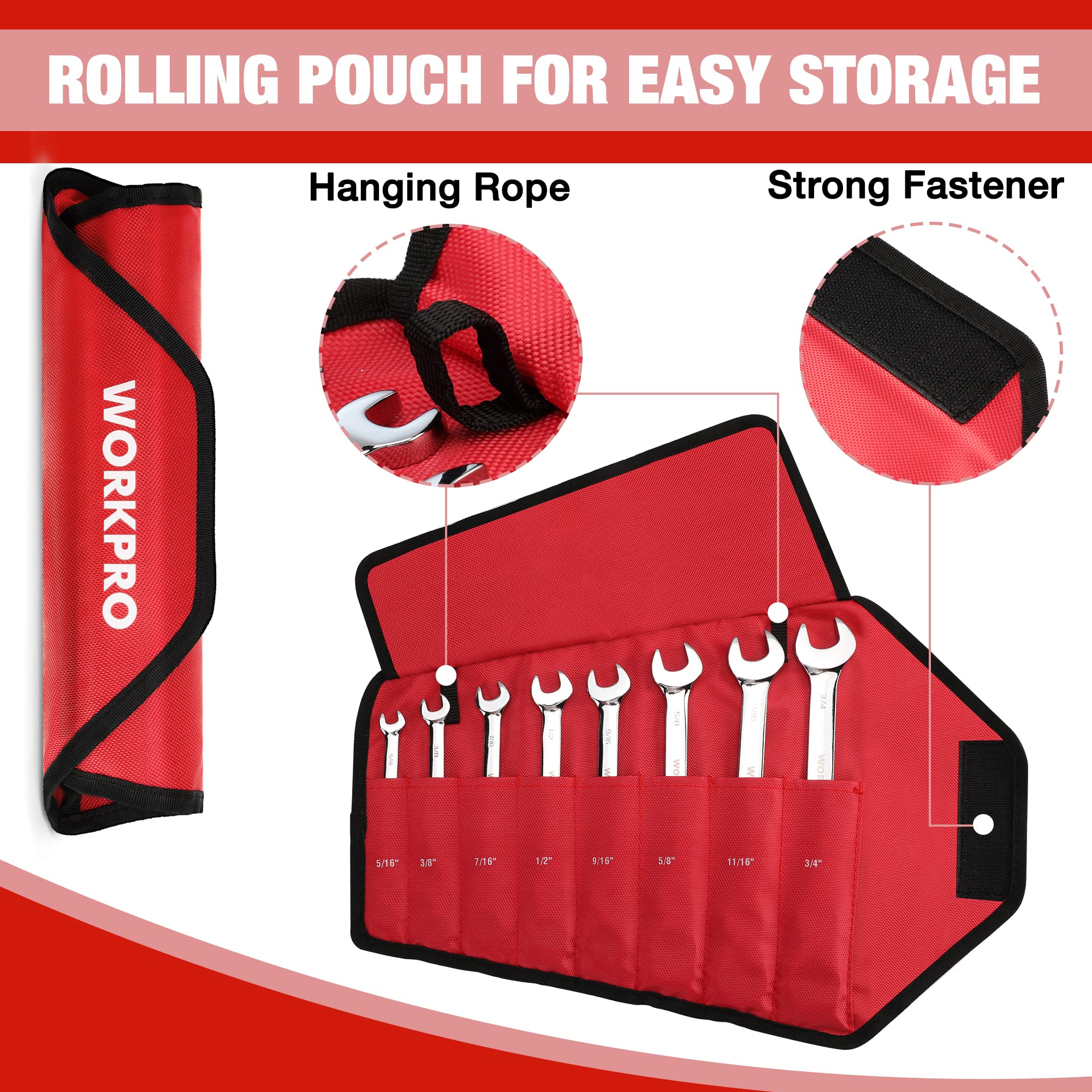Foto 7 pulgar | Juego De Llaves Workpro Flex-head Tracheting De 8 Piezas Sae 5/16-3/4 Pulgadas - Venta Internacional.
