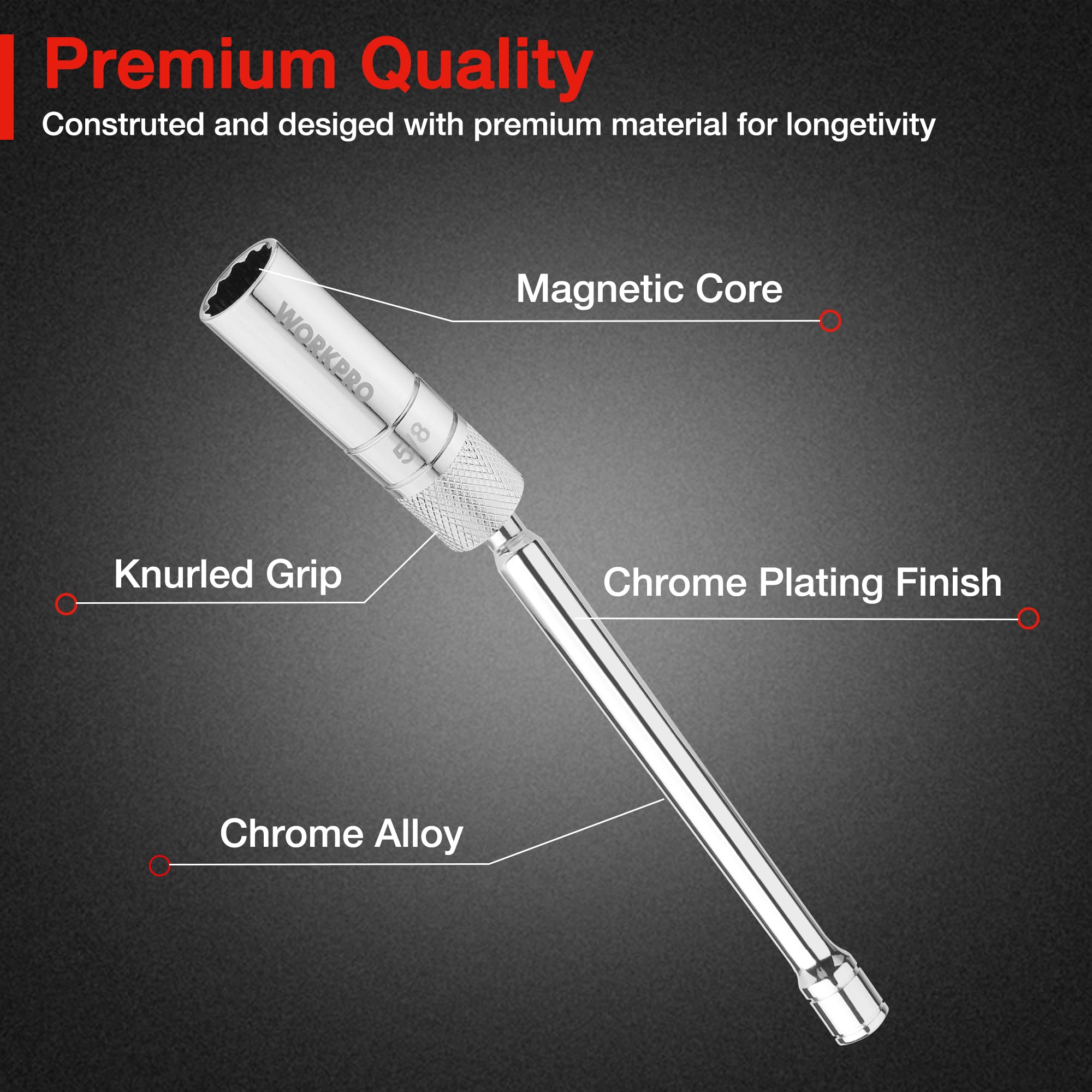 Foto 4 pulgar | Enchufe De Bujía Workpro, Disco Magnético De 5/8 Pulgadas Y 3/8 - Venta Internacional.