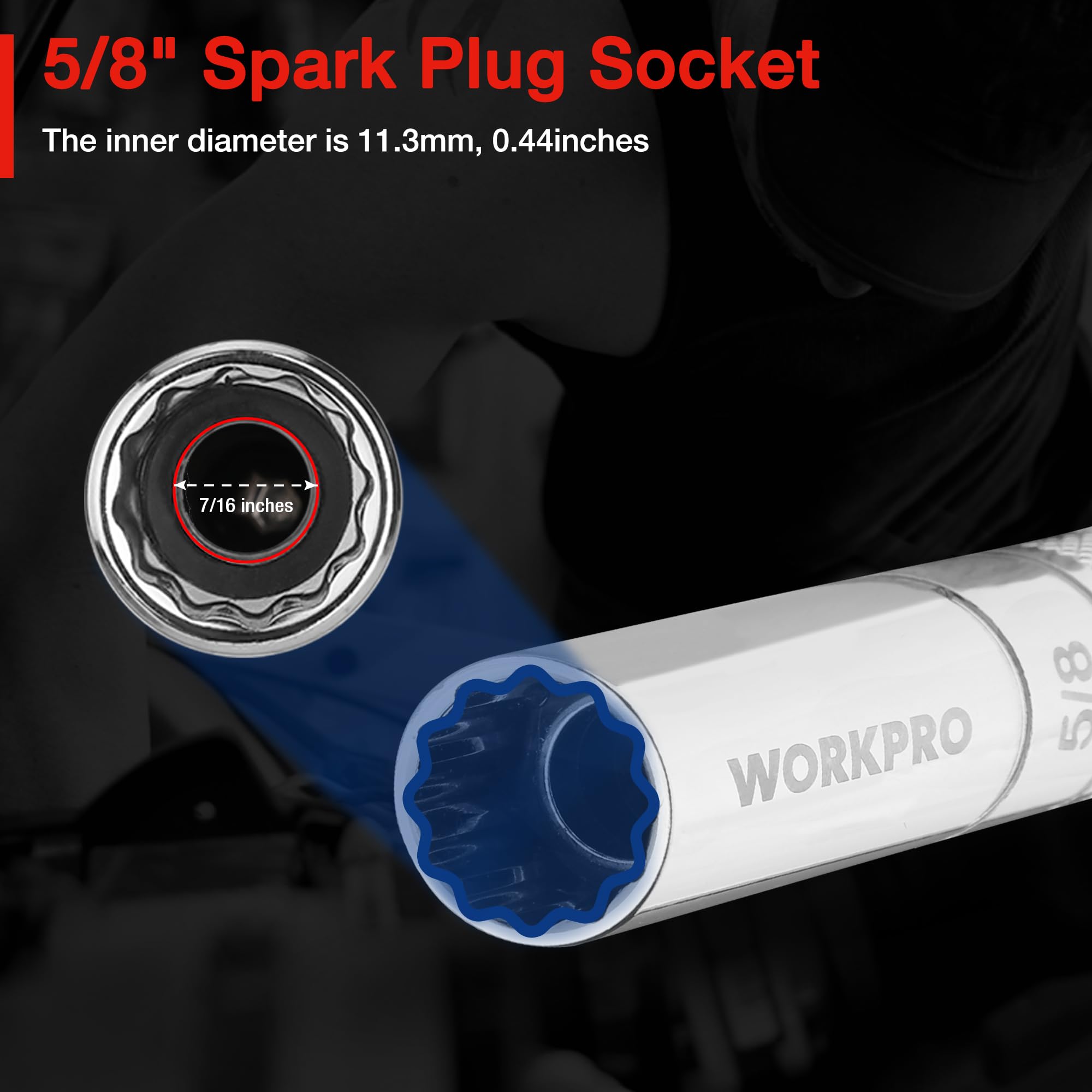 Foto 6 | Enchufe De Bujía Workpro, Disco Magnético De 5/8 Pulgadas Y 3/8 - Venta Internacional.