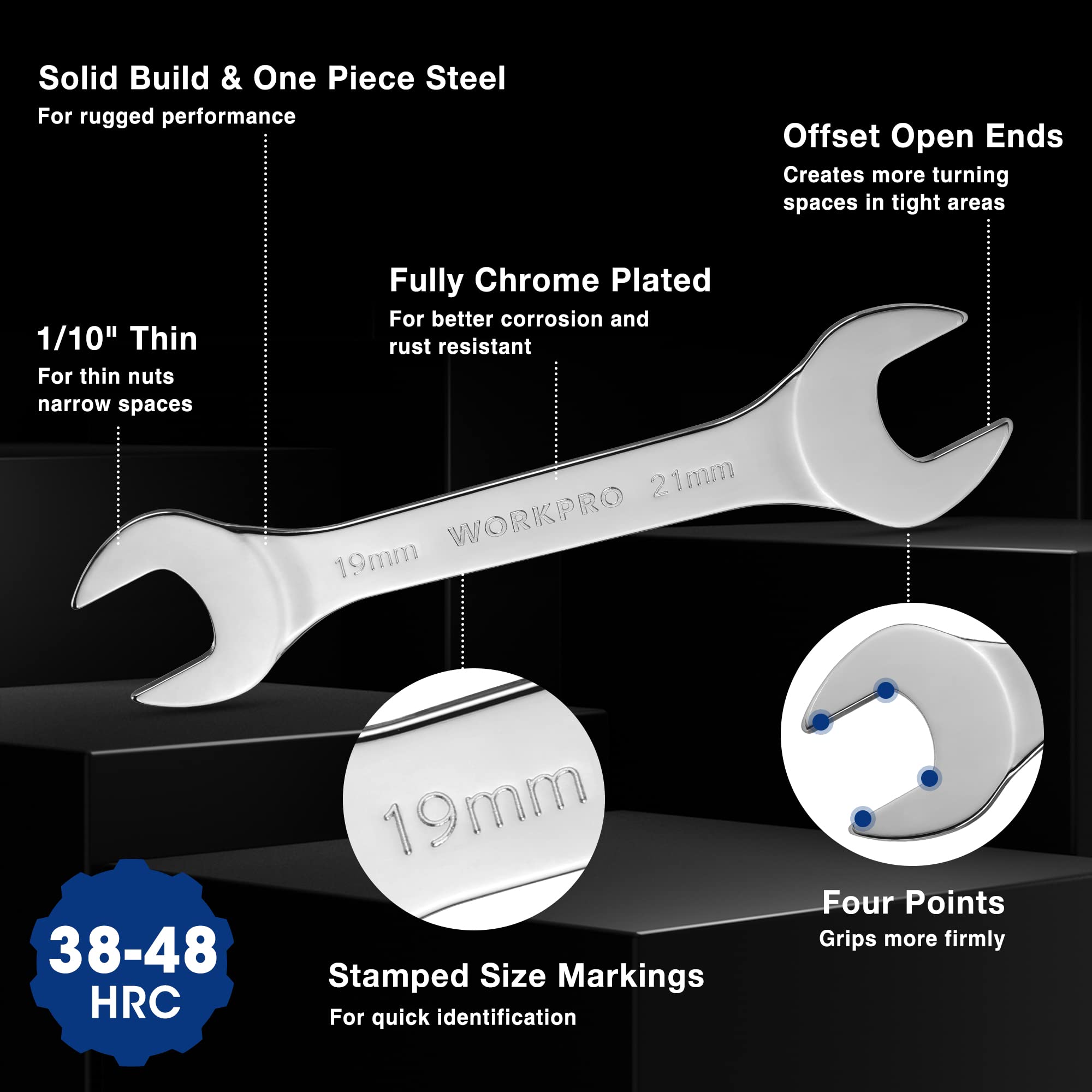 Foto 4 pulgar | Juego De Llaves Workpro Métricas Superfinas Con Extremo Abierto De 5,5 A 23 Mm, 7 Piezas - Venta Internacional.