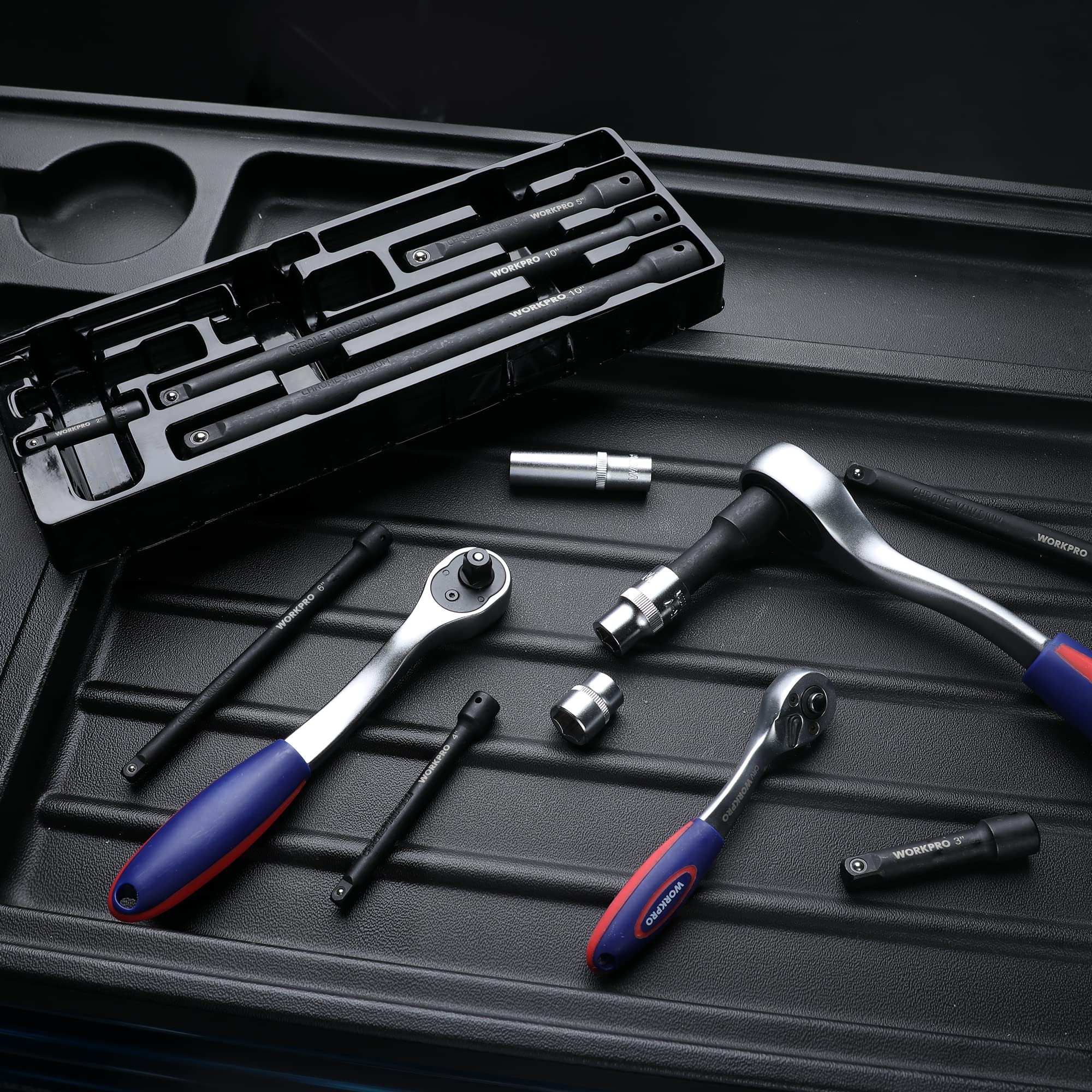 Foto 7 | Juego De Barras De Extensión Con Enchufe Workpro 9 Unidades De 1/4, 3/8 Y 1/2 - Venta Internacional.