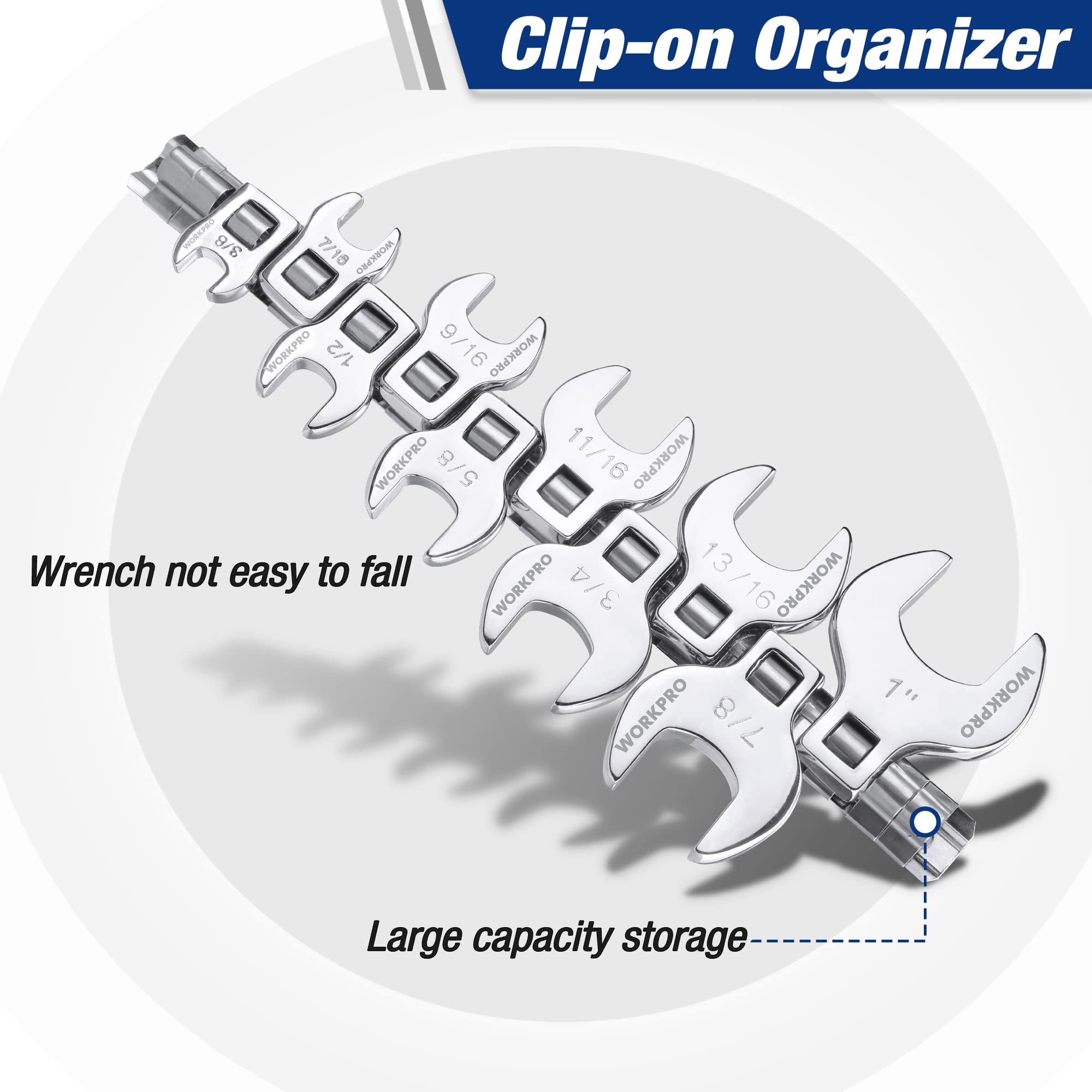 Foto 5 pulgar | Juego De Llaves Crowfoot Workpro 3/8 Drive De 10 Piezas Sae Con Organizador - Venta Internacional.