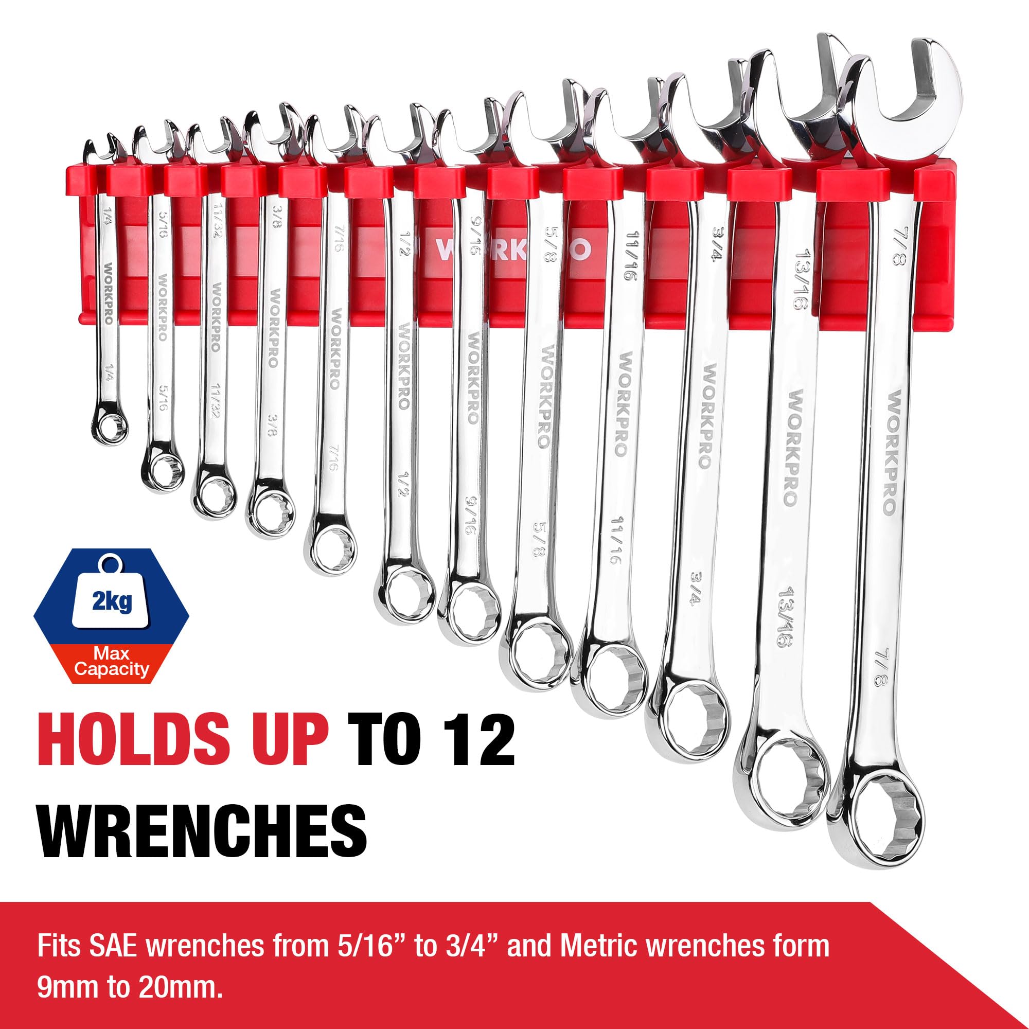 Foto 5 pulgar | Organizador De Llaves Workpro Magnetic 24 Ranuras Sae De 9 Mm A 20 Mm - Venta Internacional.