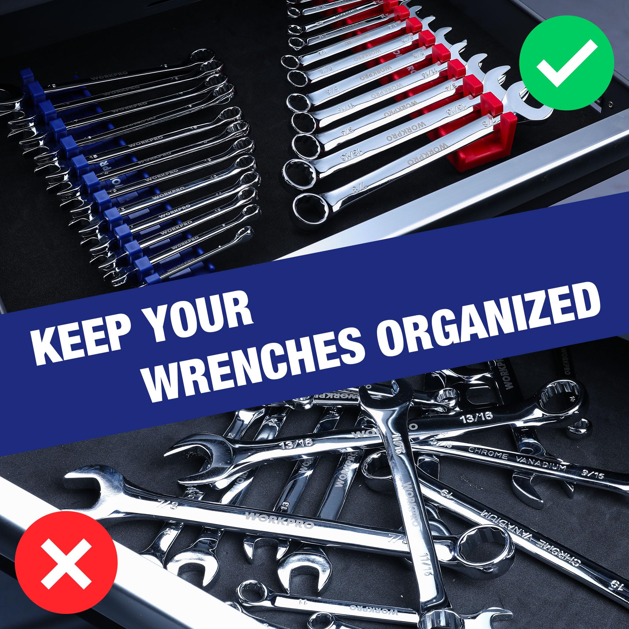 Foto 7 pulgar | Organizador De Llaves Workpro Magnetic 24 Ranuras Sae De 9 Mm A 20 Mm - Venta Internacional.