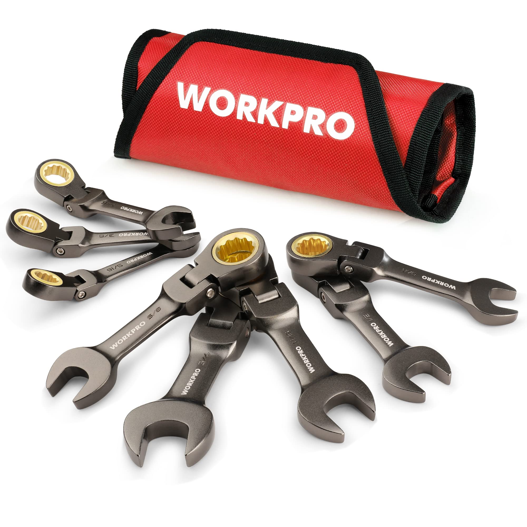 Foto 2 pulgar | Juego De Llaves Workpro Flex Head Stubby Ratcheting 8 Piezas Sae - Venta Internacional.