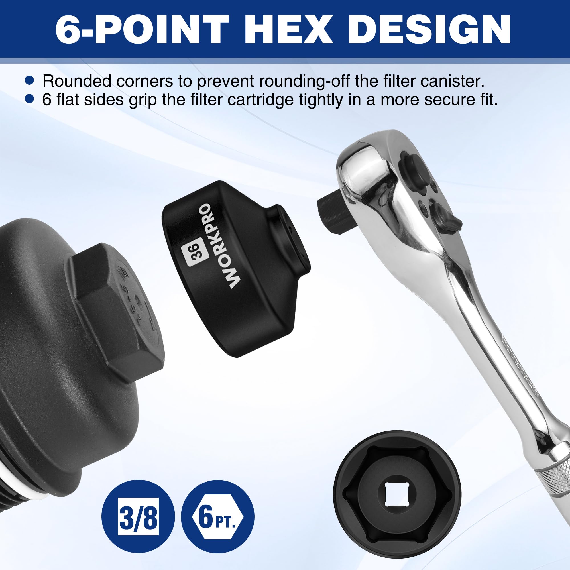 Foto 4 pulgar | Juego De Llaves De Tubo Para Filtro De Aceite Workpro, 6 Piezas, Para Ford Y Bmw - Venta Internacional.
