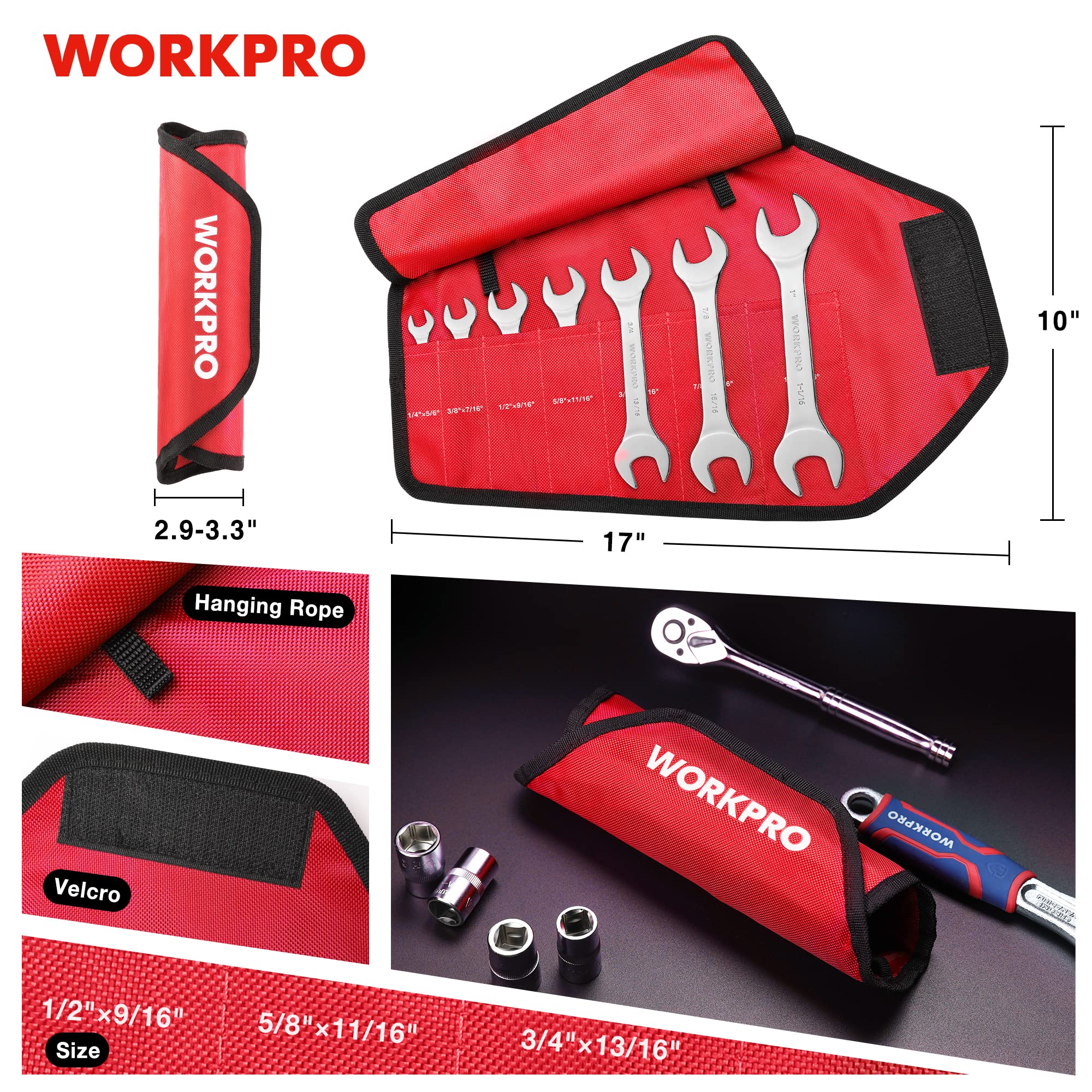 Foto 7 pulgar | Juego De Llaves Workpro Sae Superfinas Con Extremo Abierto, 7 Piezas De 6 A 27 Mm Con Bolsa - Venta Internacional.