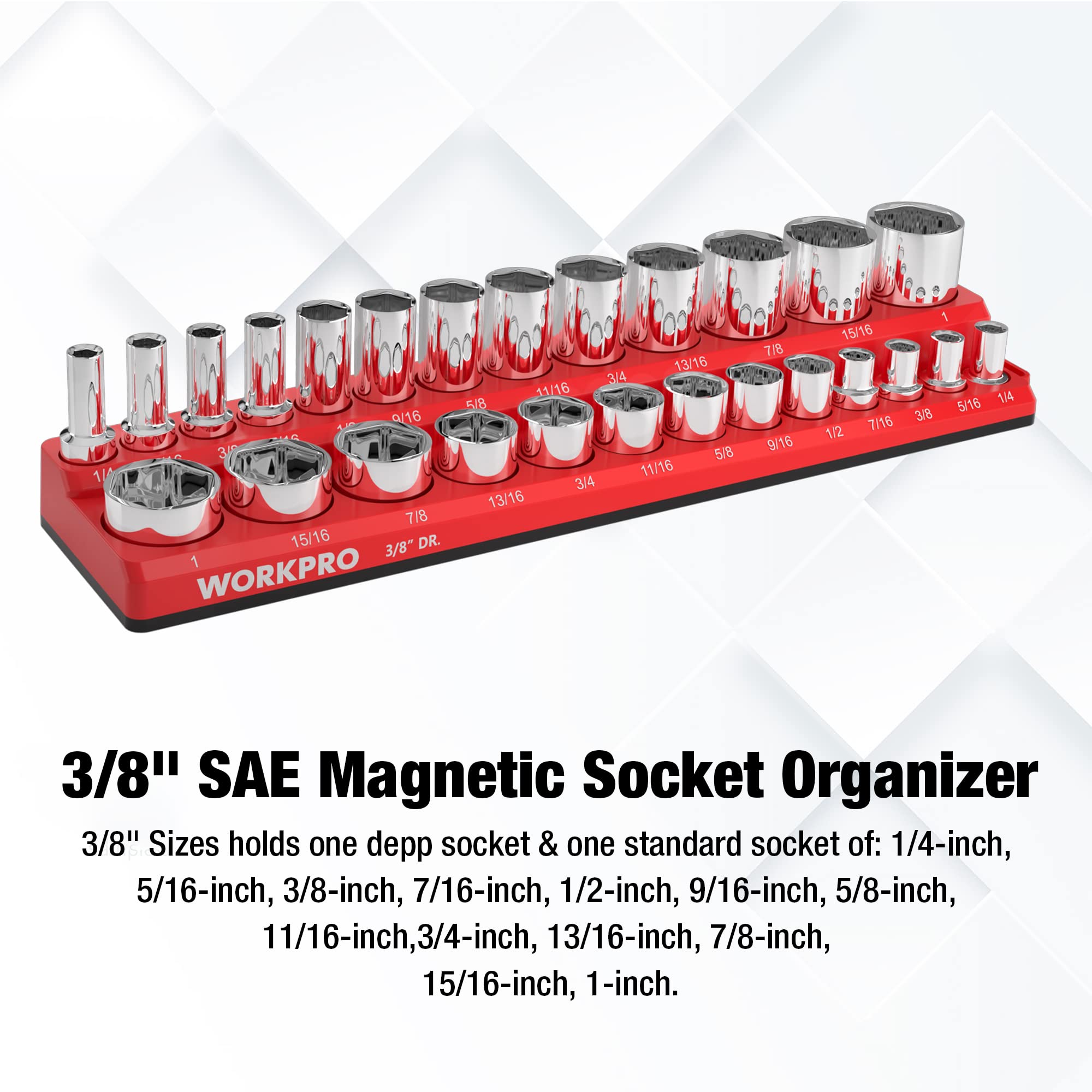Foto 3 pulgar | Organizador De Enchufes Magnéticos Workpro, Enchufe Sae De 3/8 Pulgadas - Venta Internacional.