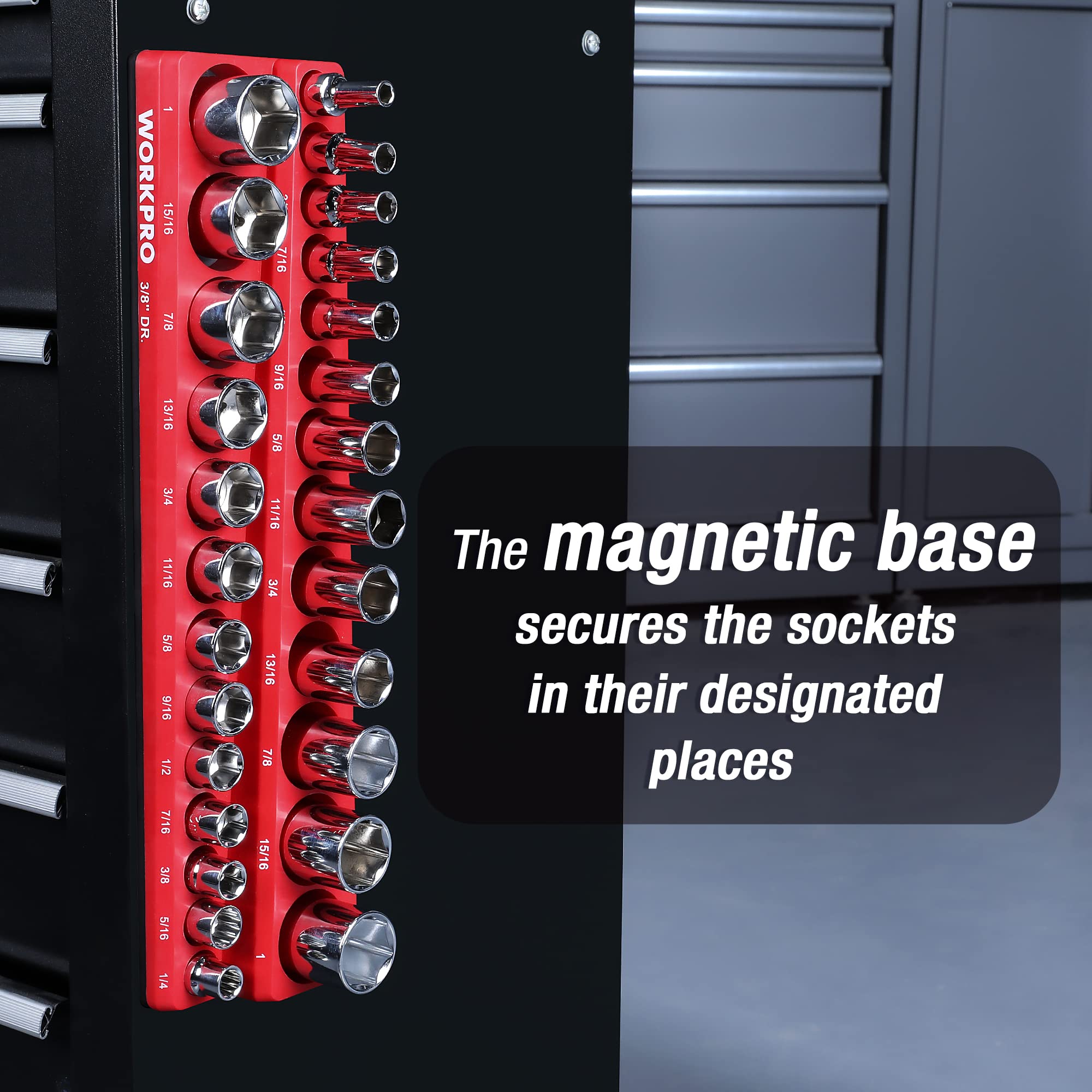 Foto 7 | Organizador De Enchufes Magnéticos Workpro, Enchufe Sae De 3/8 Pulgadas - Venta Internacional.