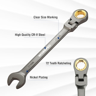 Foto 2 | Llave Combinada De Trinquete Con Cabezal Flexible Workpro 17 Mm - Venta Internacional.