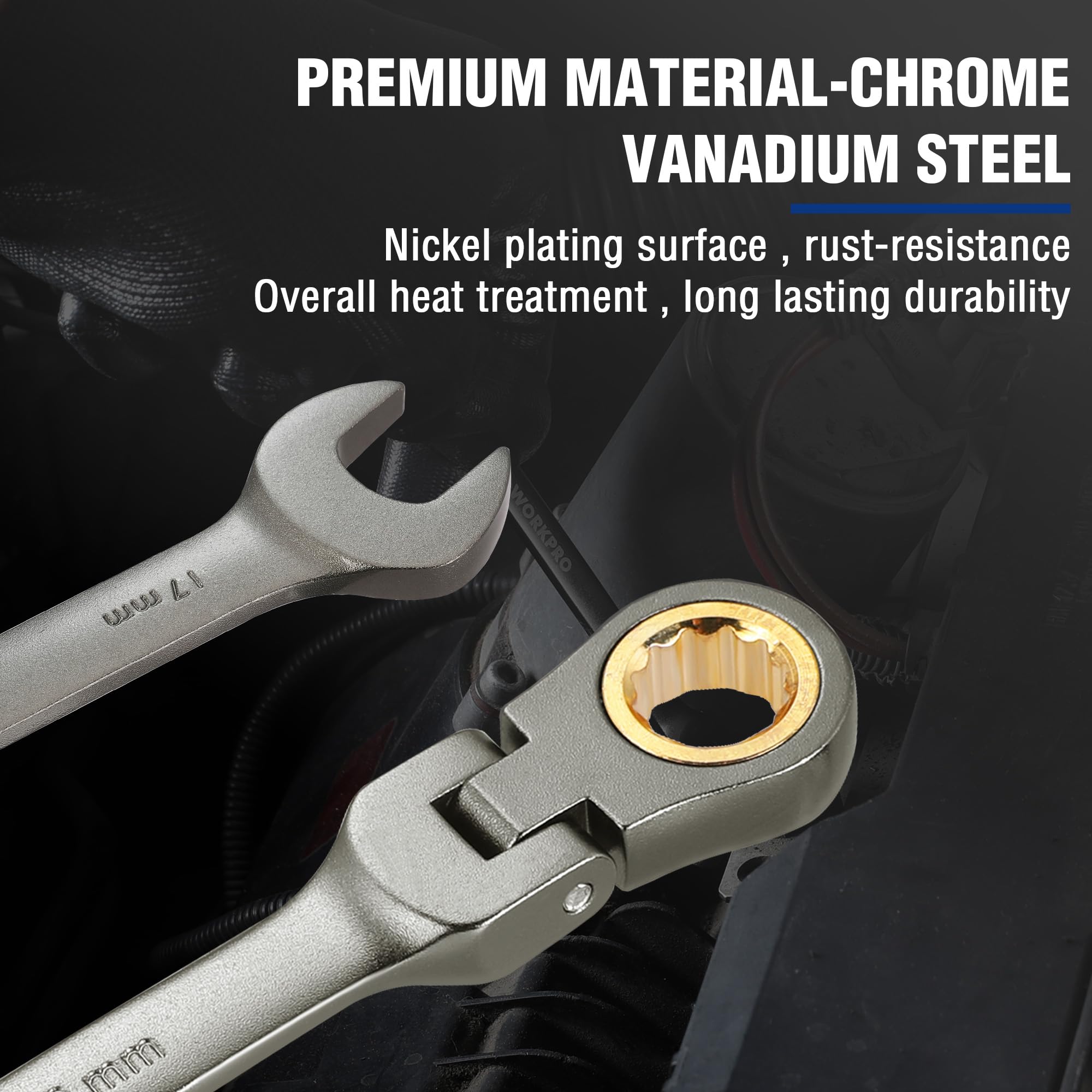 Foto 4 pulgar | Llave Combinada De Trinquete Con Cabezal Flexible Workpro 17 Mm - Venta Internacional.