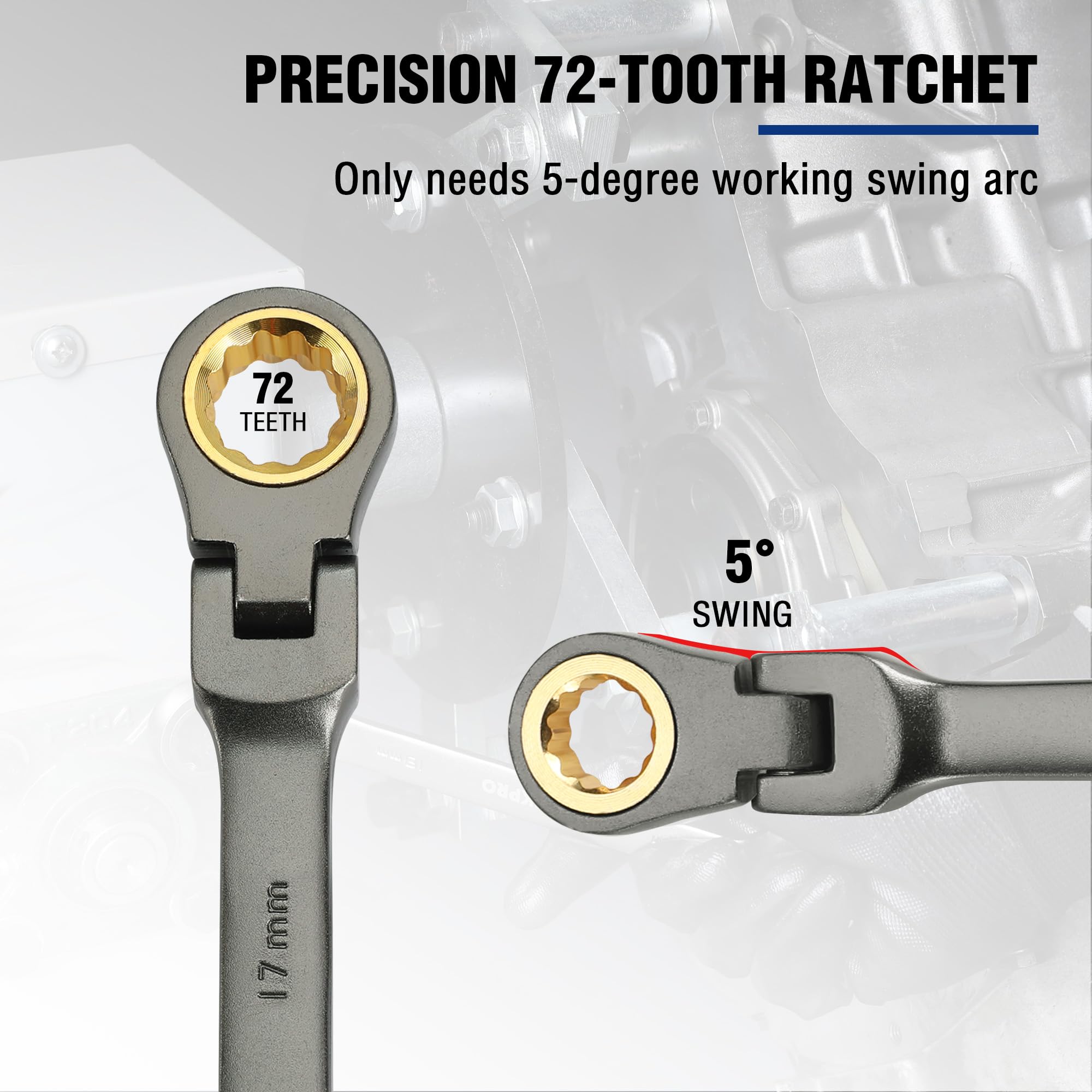 Foto 5 | Llave Combinada De Trinquete Con Cabezal Flexible Workpro 17 Mm - Venta Internacional.