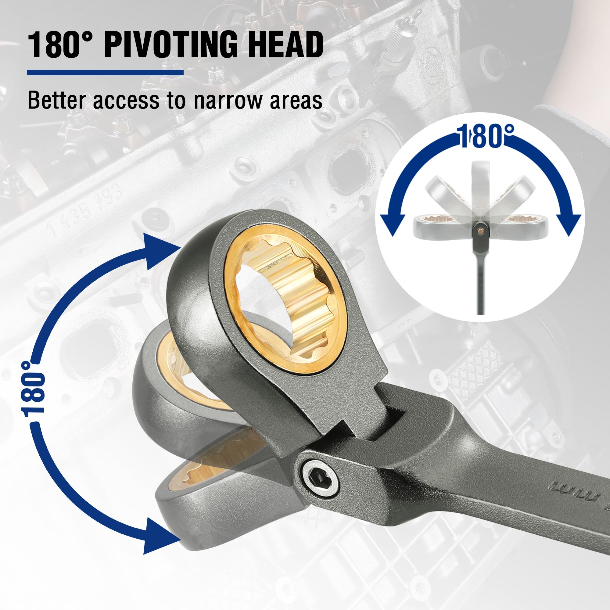 Foto 7 pulgar | Llave Combinada De Trinquete Con Cabezal Flexible Workpro 17 Mm - Venta Internacional.