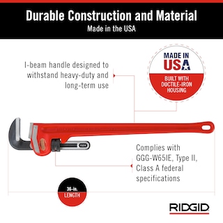 Foto 5 | Llave Para Tubos Ridgid 31035 De Alta Resistencia, Recta, 36 Cm, Roja - Venta Internacional.