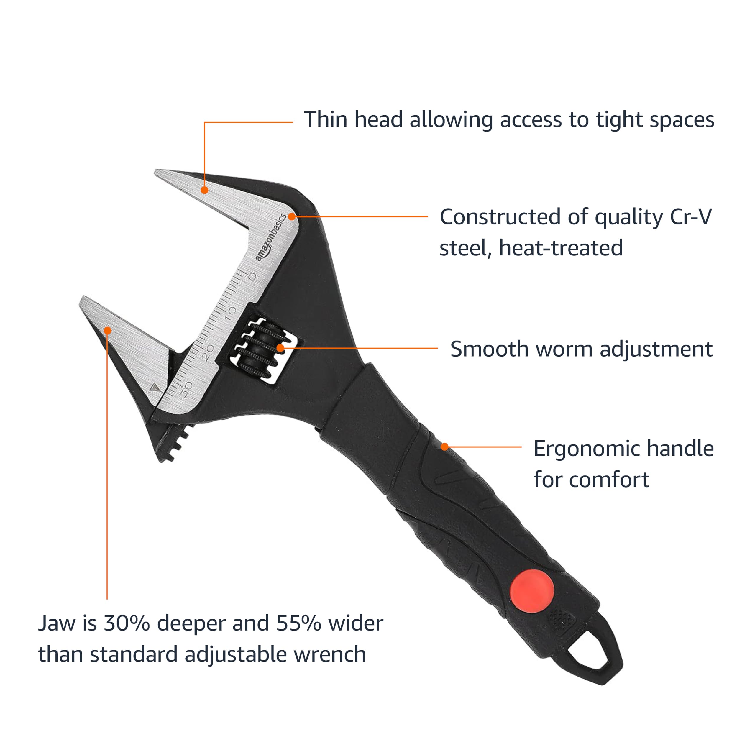 Foto 3 | Llave Ajustable Para Fontanería Amazon Basics, Mandíbula Ancha, 150 Mm - Venta Internacional.