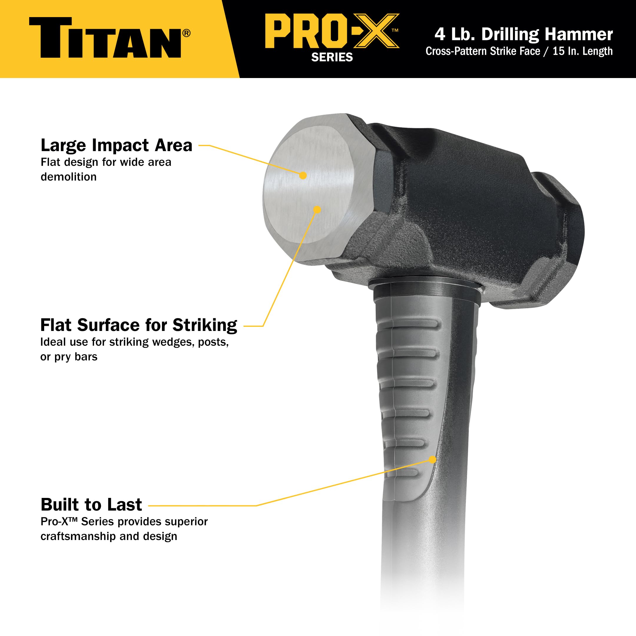 Foto 5 pulgar | Martillo Perforador Titan Pro-x 63704 De Fibra De Vidrio De 1,8 Kg X 38 Cm - Venta Internacional.