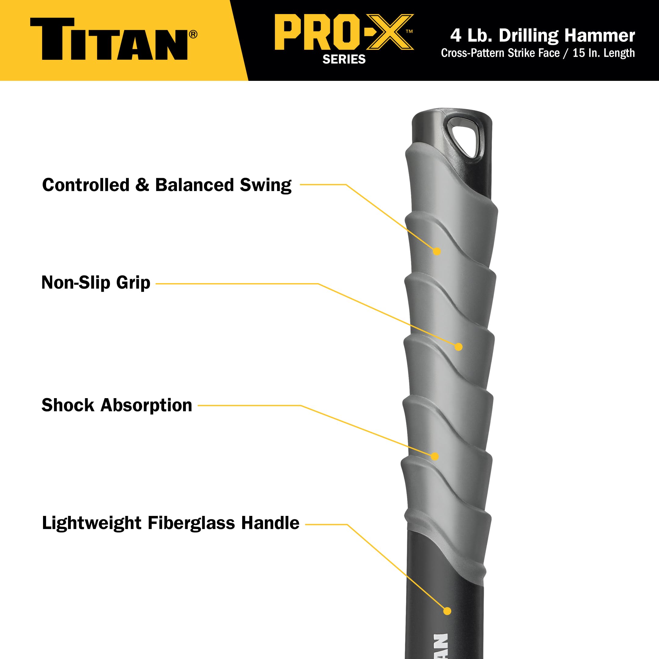 Foto 6 pulgar | Martillo Perforador Titan Pro-x 63704 De Fibra De Vidrio De 1,8 Kg X 38 Cm - Venta Internacional.