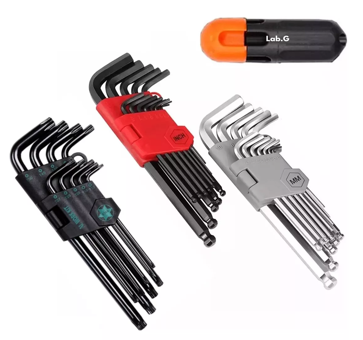 Juego De Llaves Allen Lab.g Pulgadas Y Métricas 36 Pcs, Plata Negro