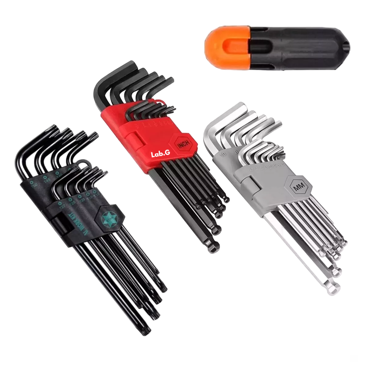 Juego De Llaves Allen Lab.g Pulgadas Y Métricas 36 Pcs, Negro Plata Rojo