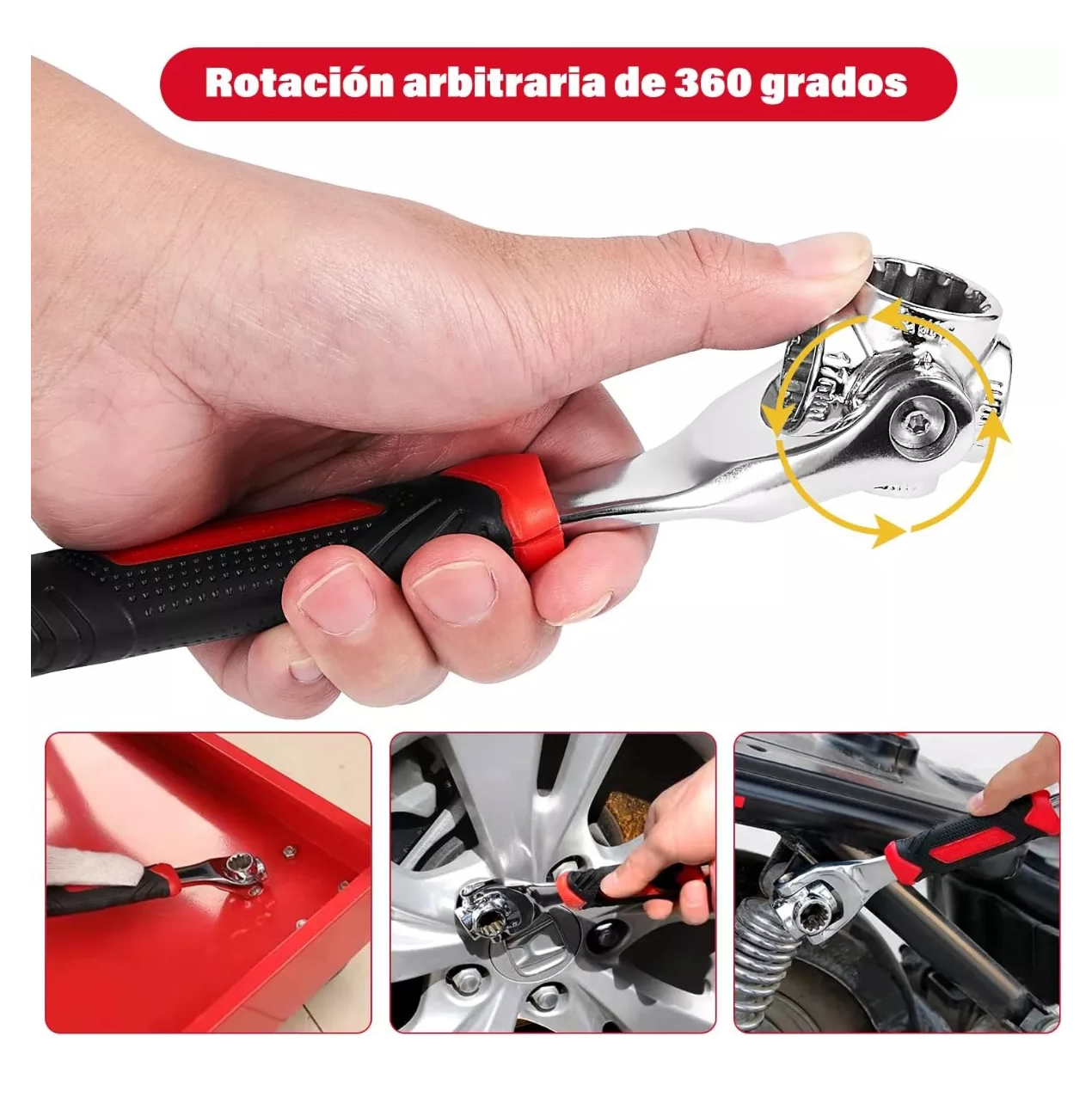 Foto 4 | 2 Piezas Llave Inglesa/llave Inglesa Lab.g 8 En 1 Multiusos Negro Rojo