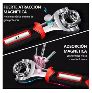 Foto 5 | 2 Piezas Llave Inglesa/llave Inglesa Lab.g 8 En 1 Multiusos Negro Rojo