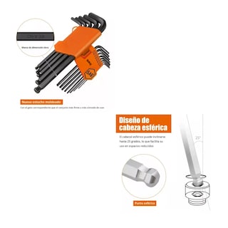 Foto 2 | Juego De Llaves Allen Pulgadas Y Métricas 36 Pcs, Belug Negro Plata Rojo Naranja