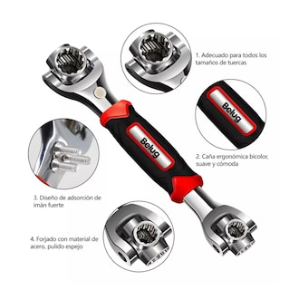 Foto 3 | 2 Piezas Llave Inglesa/llave Inglesa Belug, 8 En 1 Multiusos Negro Rojo