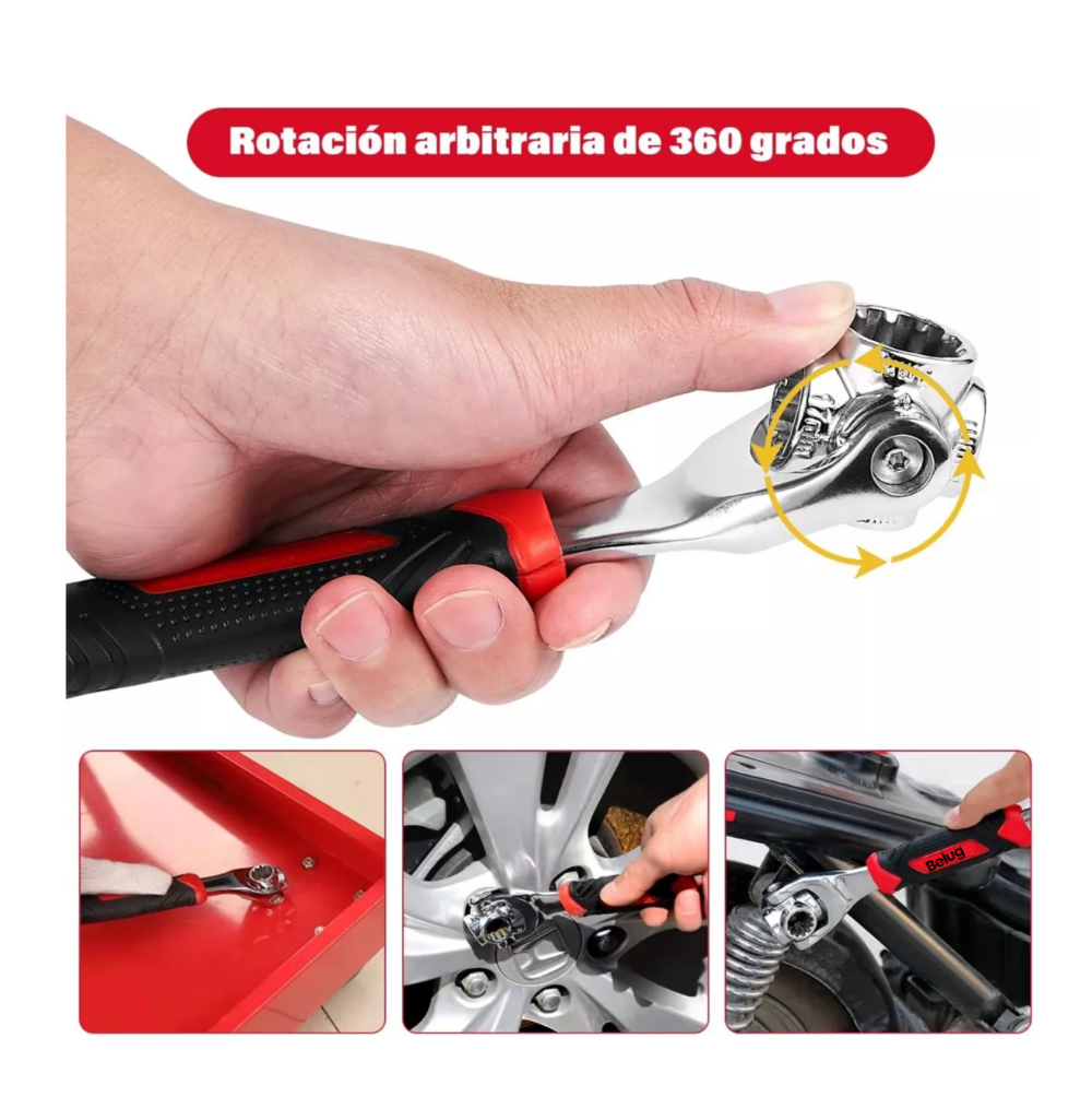 Foto 5 pulgar | 2 Piezas Llave Inglesa/llave Inglesa Belug,  8 En 1 Multiusos Negro Rojo