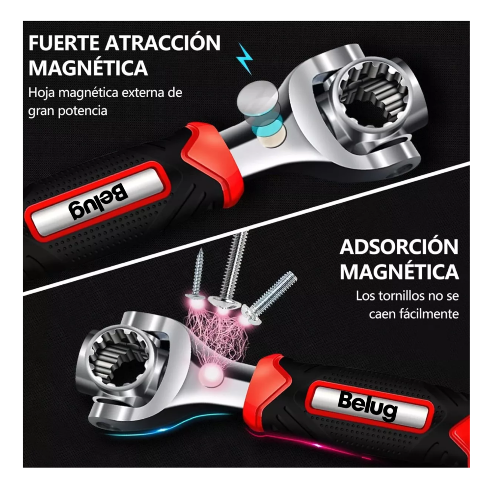 Foto 6 pulgar | 2 Piezas Llave Inglesa/llave Inglesa Belug,  8 En 1 Multiusos Negro Rojo
