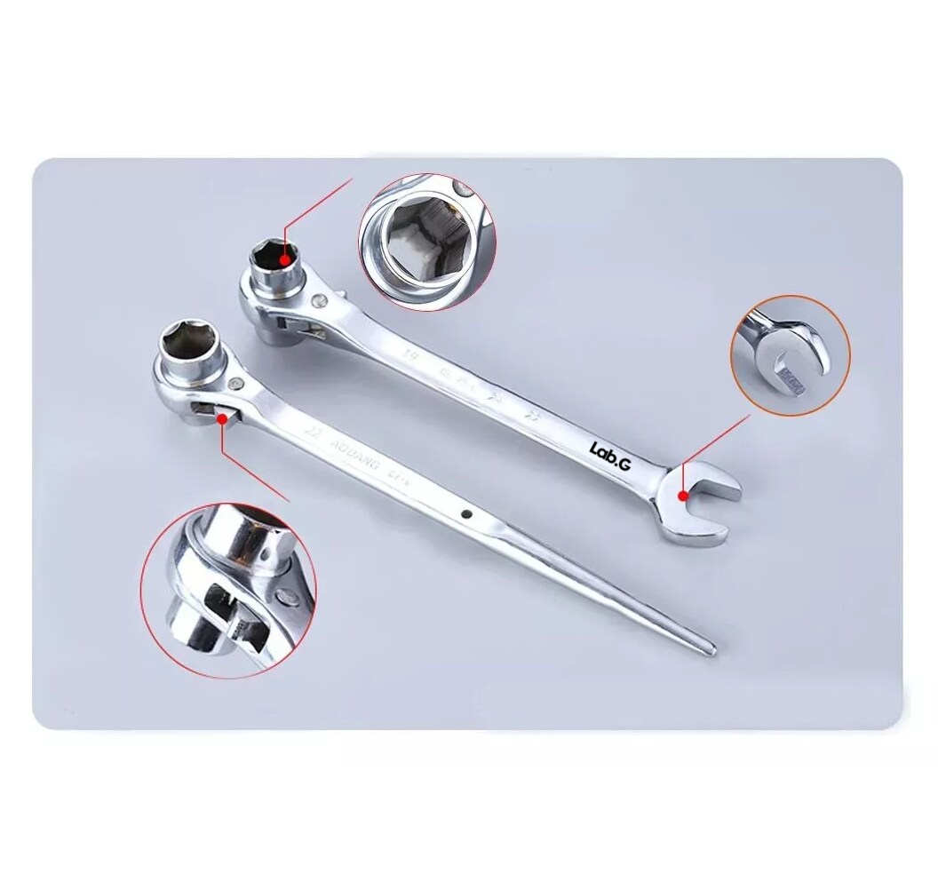 Foto 2 | Llave De Trinquete Para Andamios Lab.g Durable - (19 Mm, 22 Mm) Color Plata