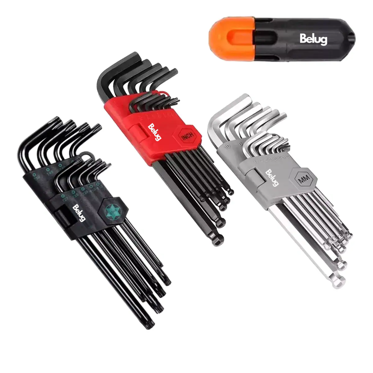 36pcs Juego De Llaves Allen Pulgadas Y Métricas, Belug Plata Negro