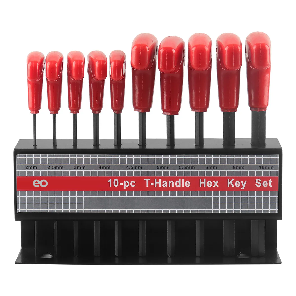 Juego De Llaves Hexagonales Con Mango T, 10 Piezas Eo Safe Imports Esi-18673 Rojo