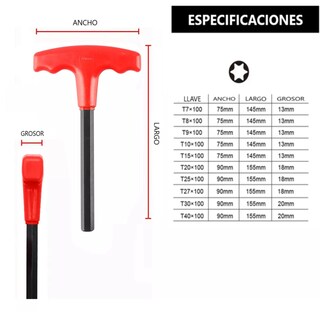 Foto 2 | Juego De Llaves Hexagonales Con Mango T, 10 Piezas Eo Safe Imports Esi-18673 Rojo