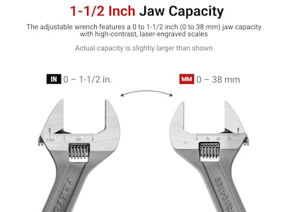 Foto 3 | Llave Ajustable Tekton Con Capacidad De Mordaza De 15-38 Mm Wsa04122 - Venta Internacional.