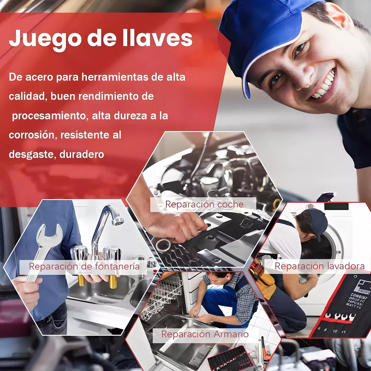 Foto 3 | Juego Herramientas 18pcs 6-24mm Kit De Llaves Combinadas Eo Safe Imports Esi-18726 Plata