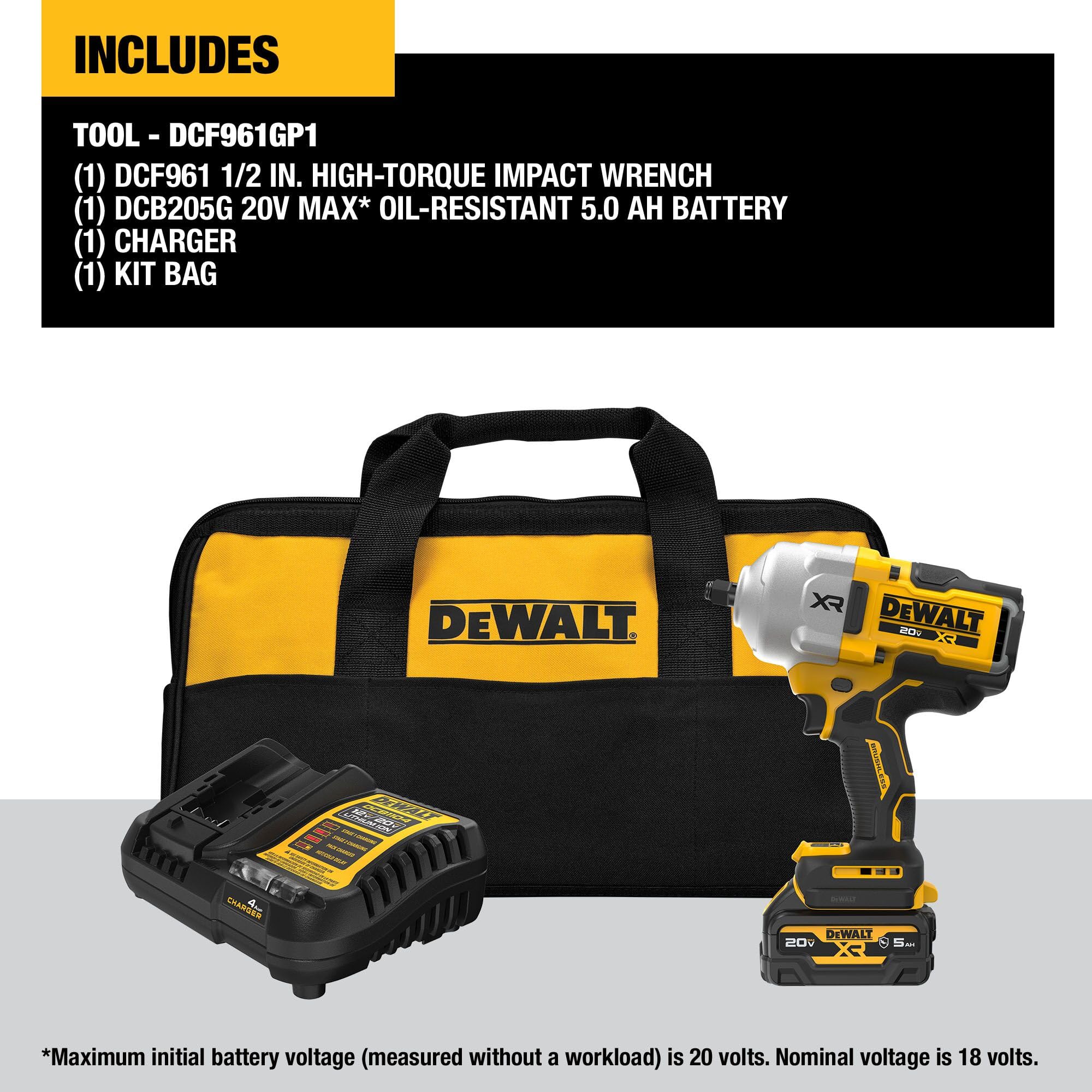 Foto 3 pulgar | Llave De Impacto Inalámbrica Dewalt 20 V Max 1/2 Hog Ring Con Batería - Venta Internacional.